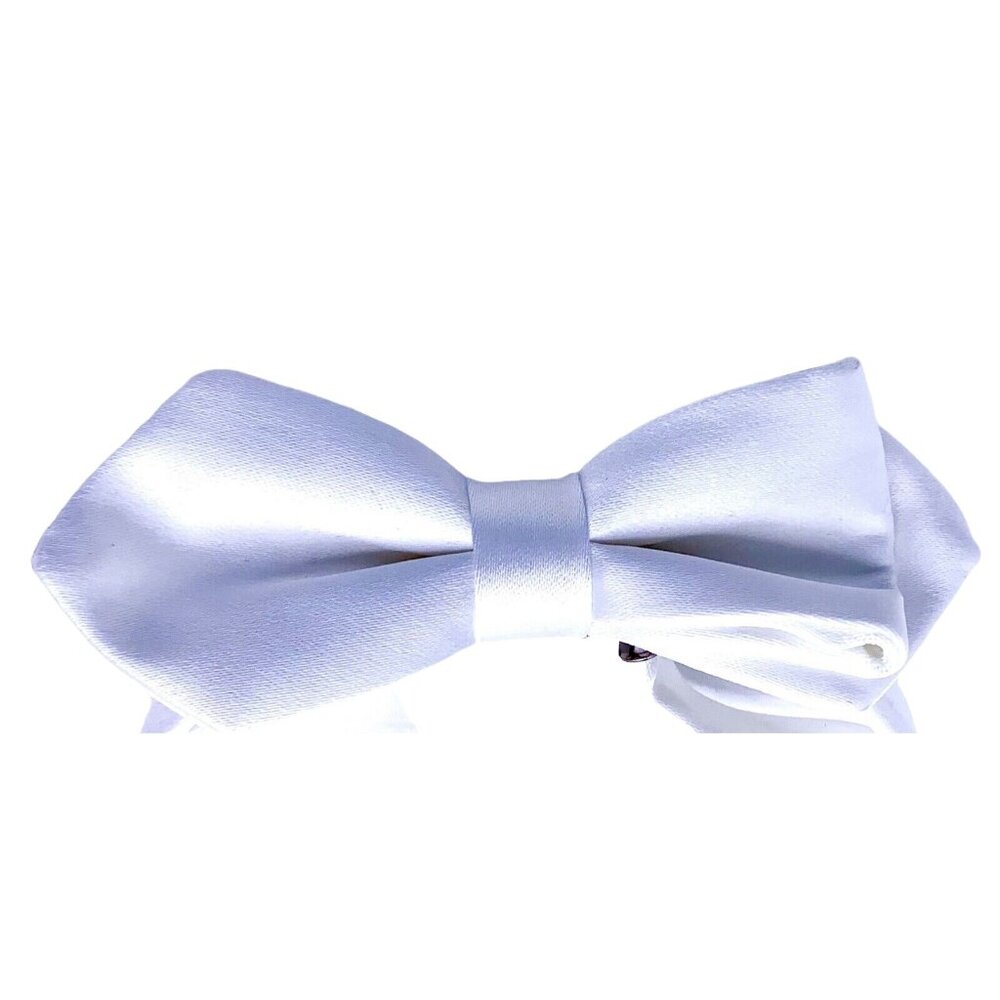After Six Mens Adjustable White Bow Tie 5" Satin Finish